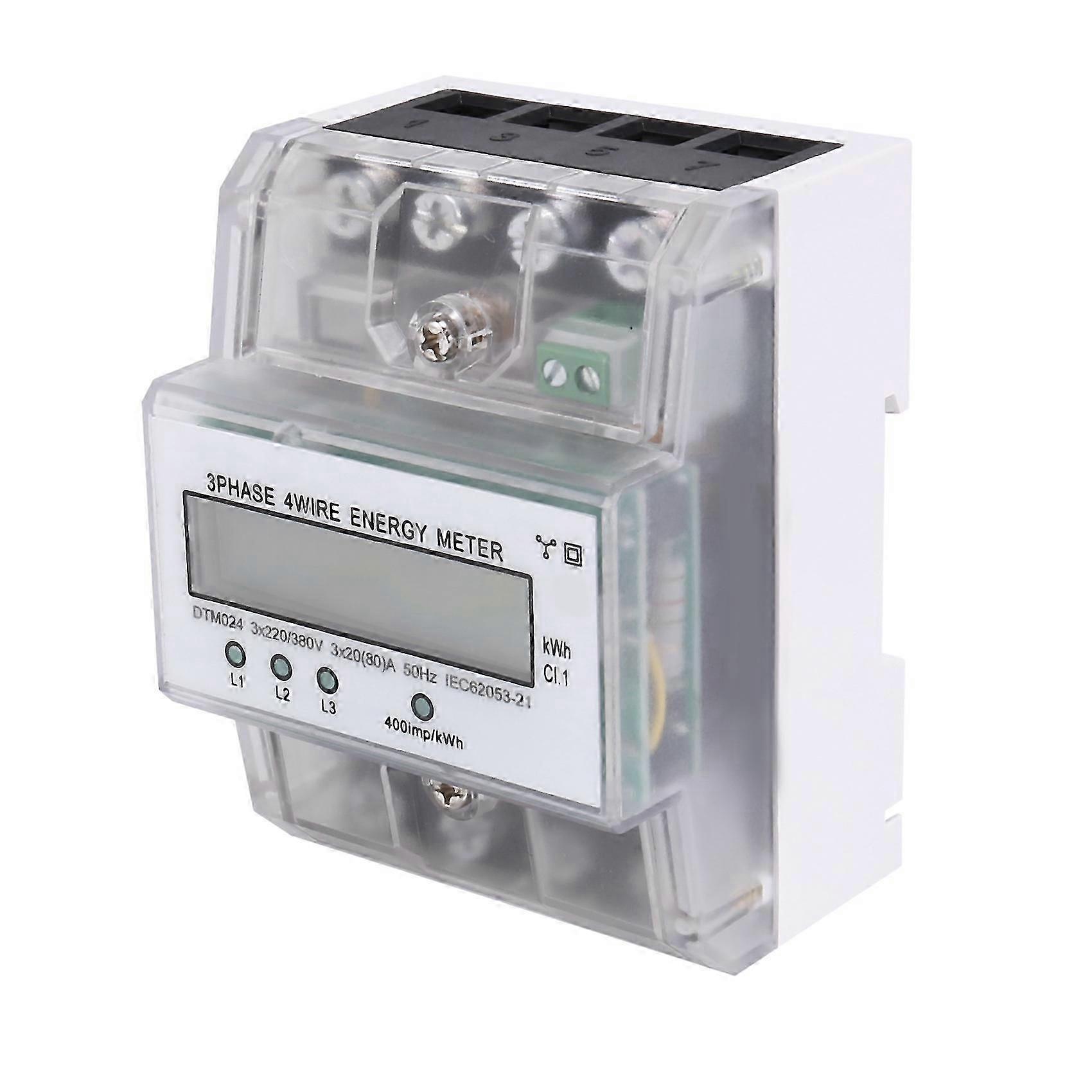3 phase electric meter 220v 380v 20a 80a kwh digital power meter rail installation