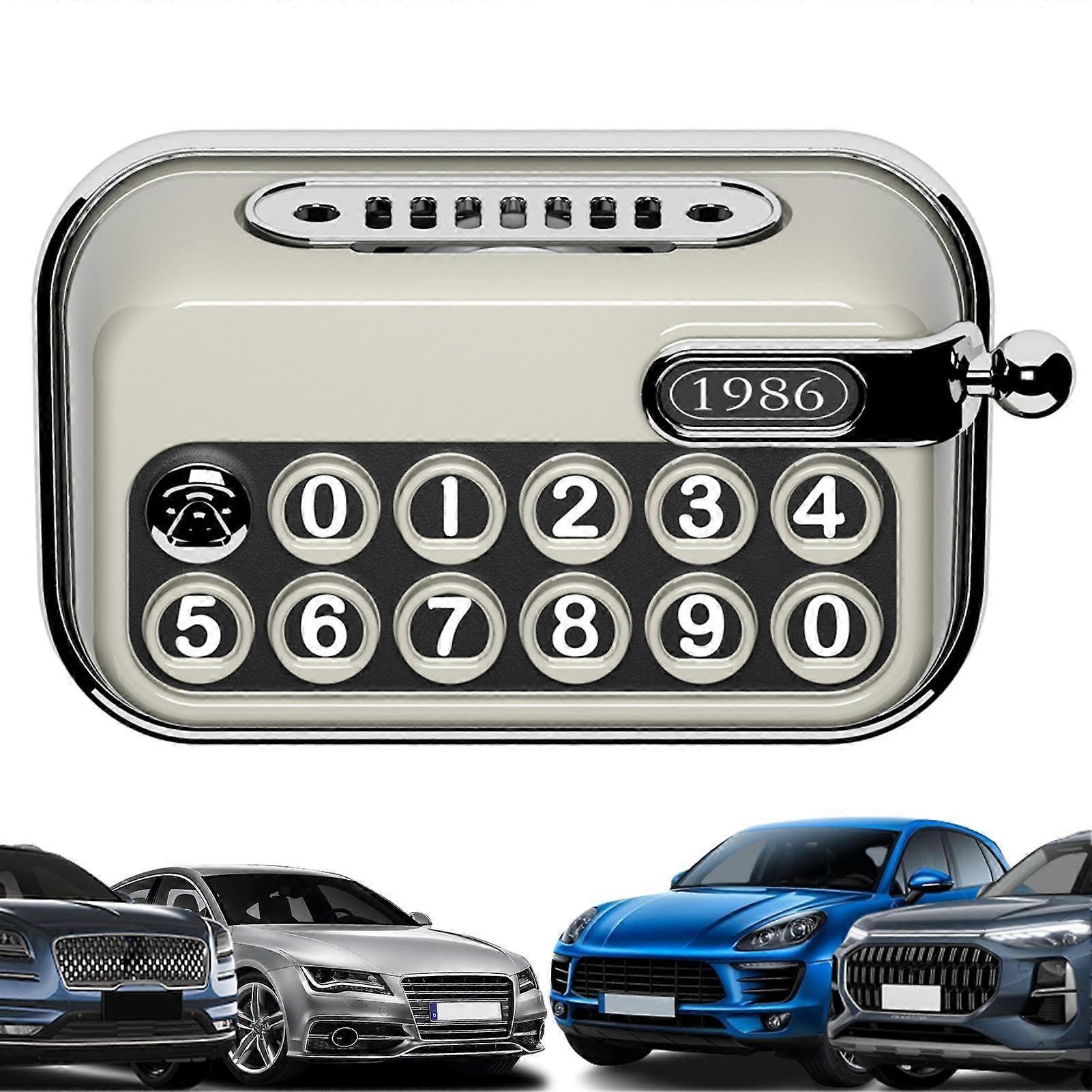 Temporary Parking Phone Number Plate with Privacy Protection, Beige Car Dashboard Display