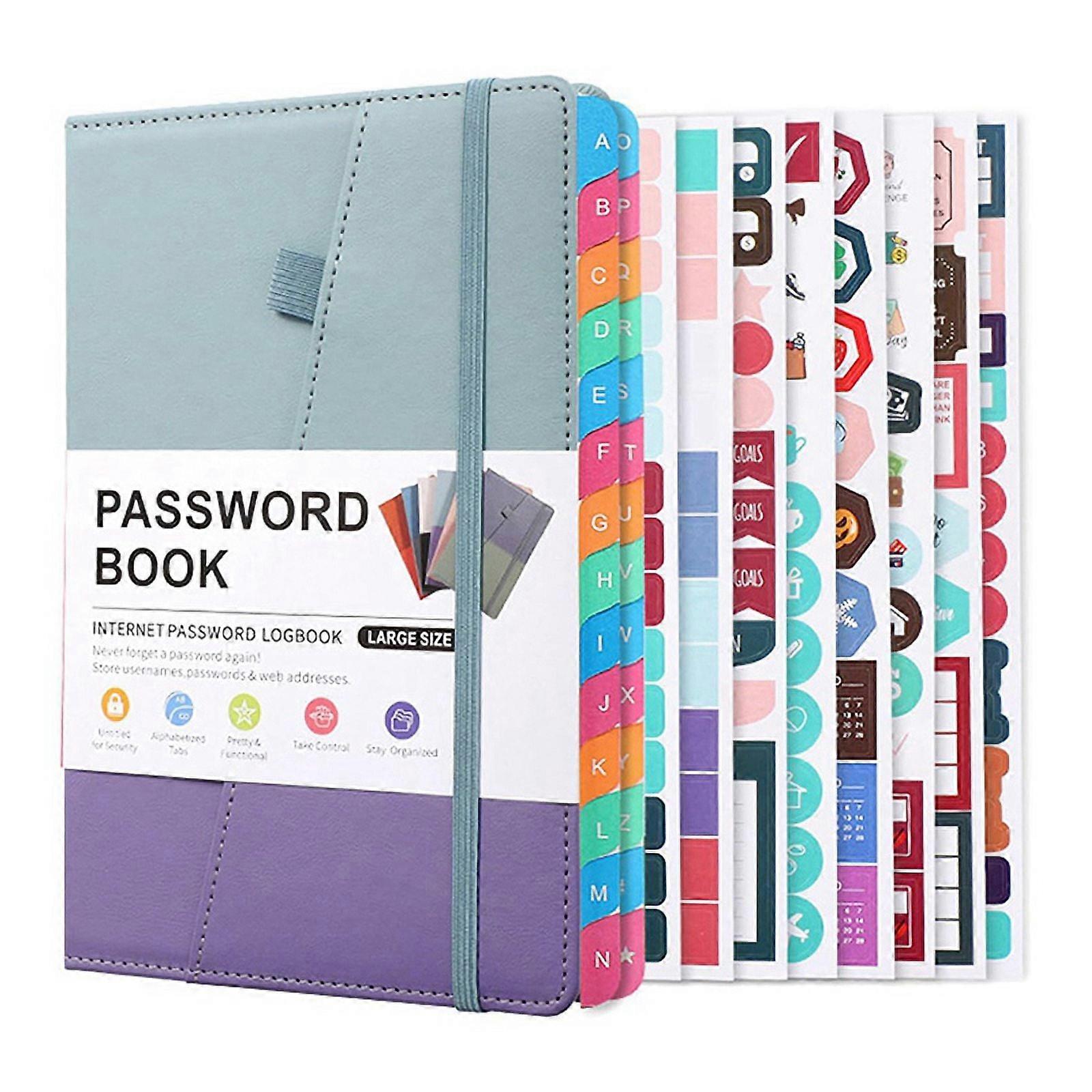 Password Keeper Book with Colorful Alphabetical Tabs and Two Bookmarks, for Seniors 8.4X5.9Inch, Internet Address E