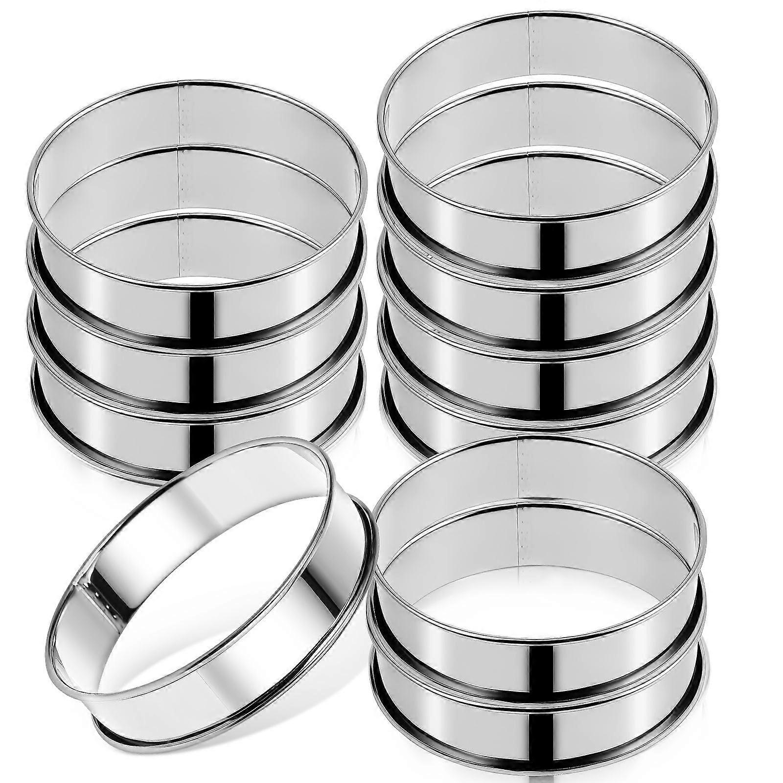 10Pcs Egg Rings for Baking Use Stainless Steel Silver Kitchen Accessory