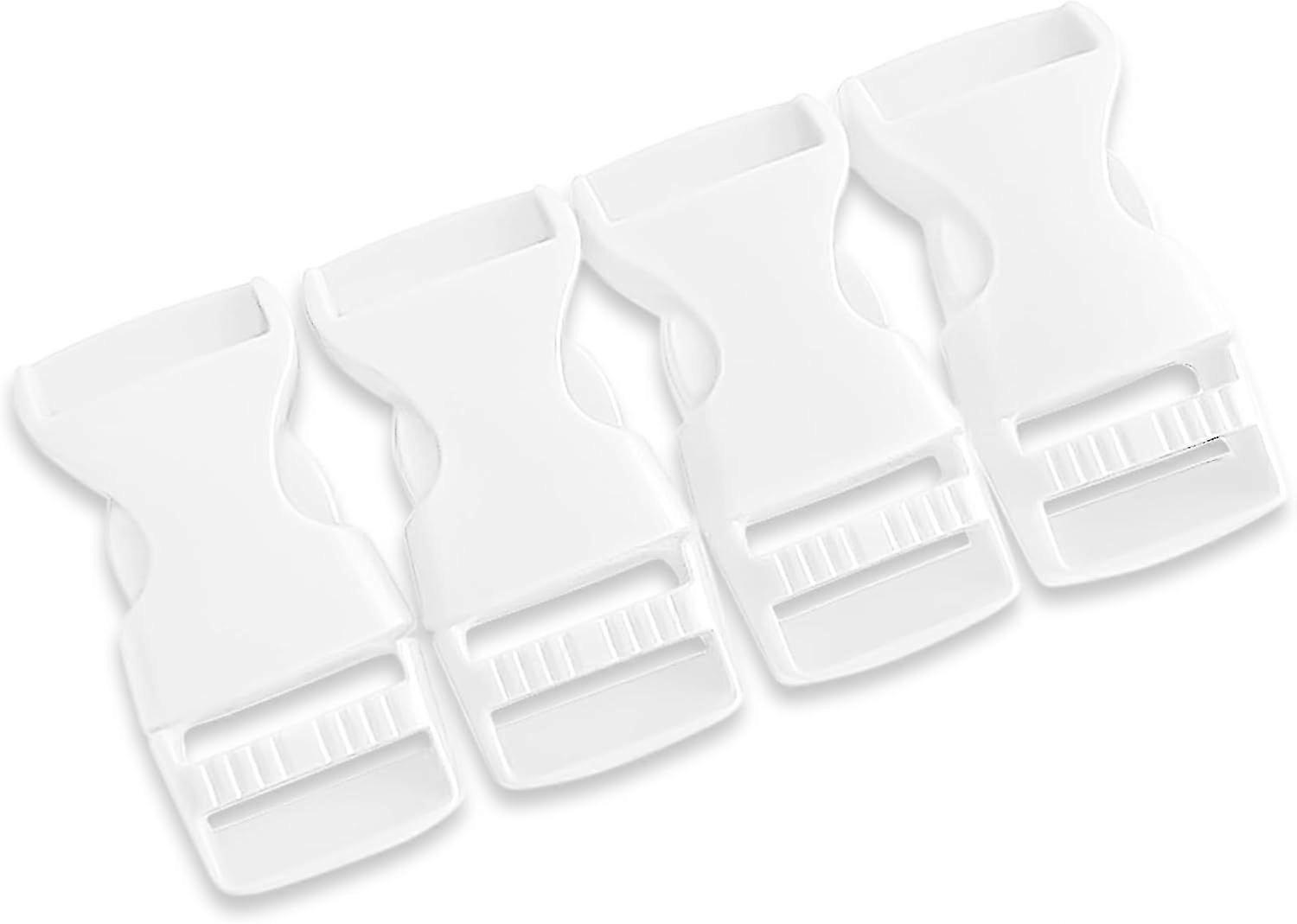 4 Pcs White Side Release Plastic Buckles 3/4 Inch (20mm) - Quick Clips for
