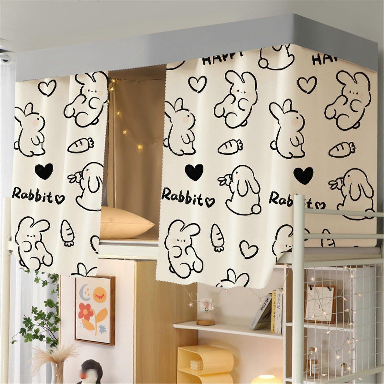 Bunk Bed Curtains Set Breathable Light Blocking Privacy for Dorm Bottom Bunk Rabbit G