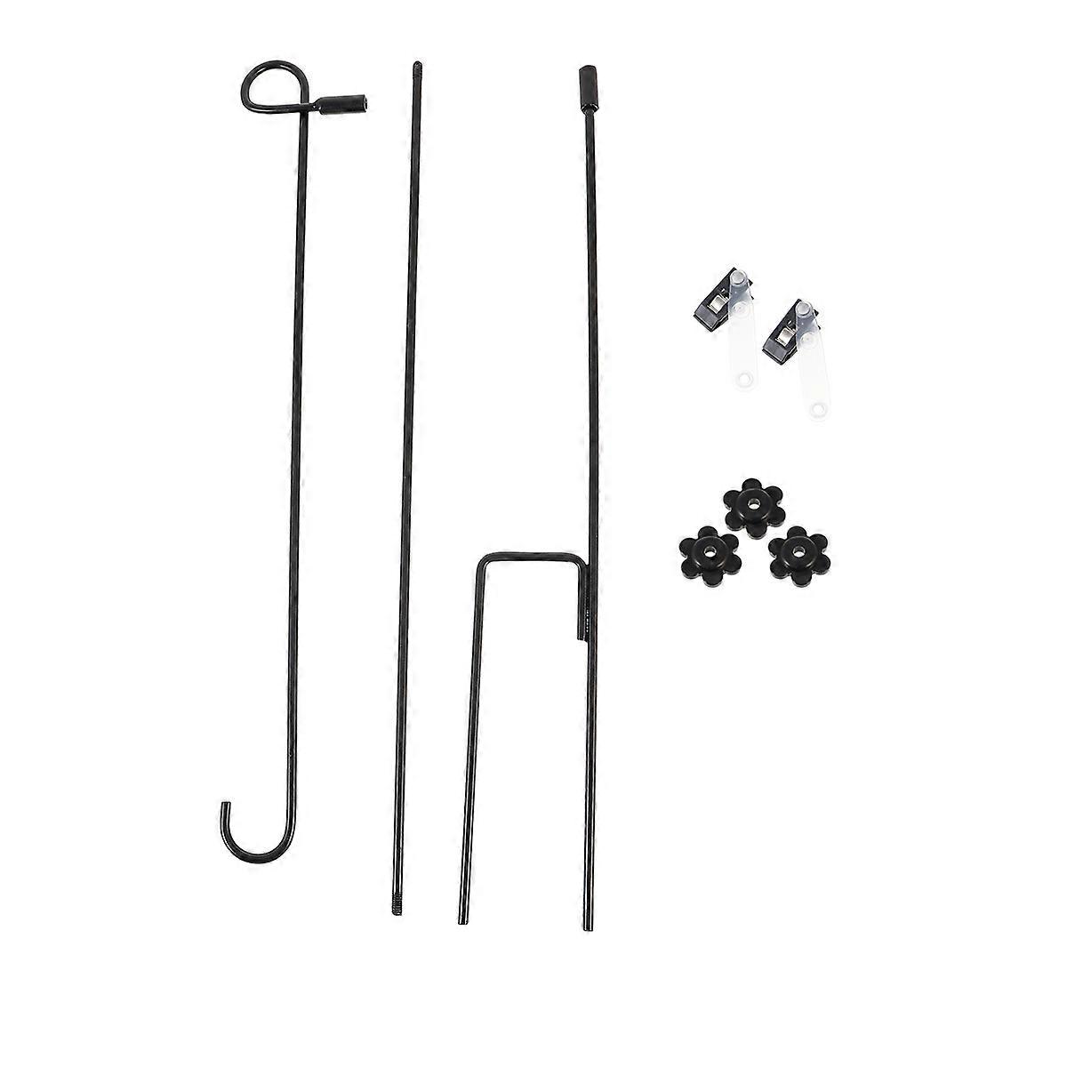 4Pcs Multifunctional Flag Display Stand Holder Designed For Family Members With Flag Stopper And Anti- In Black