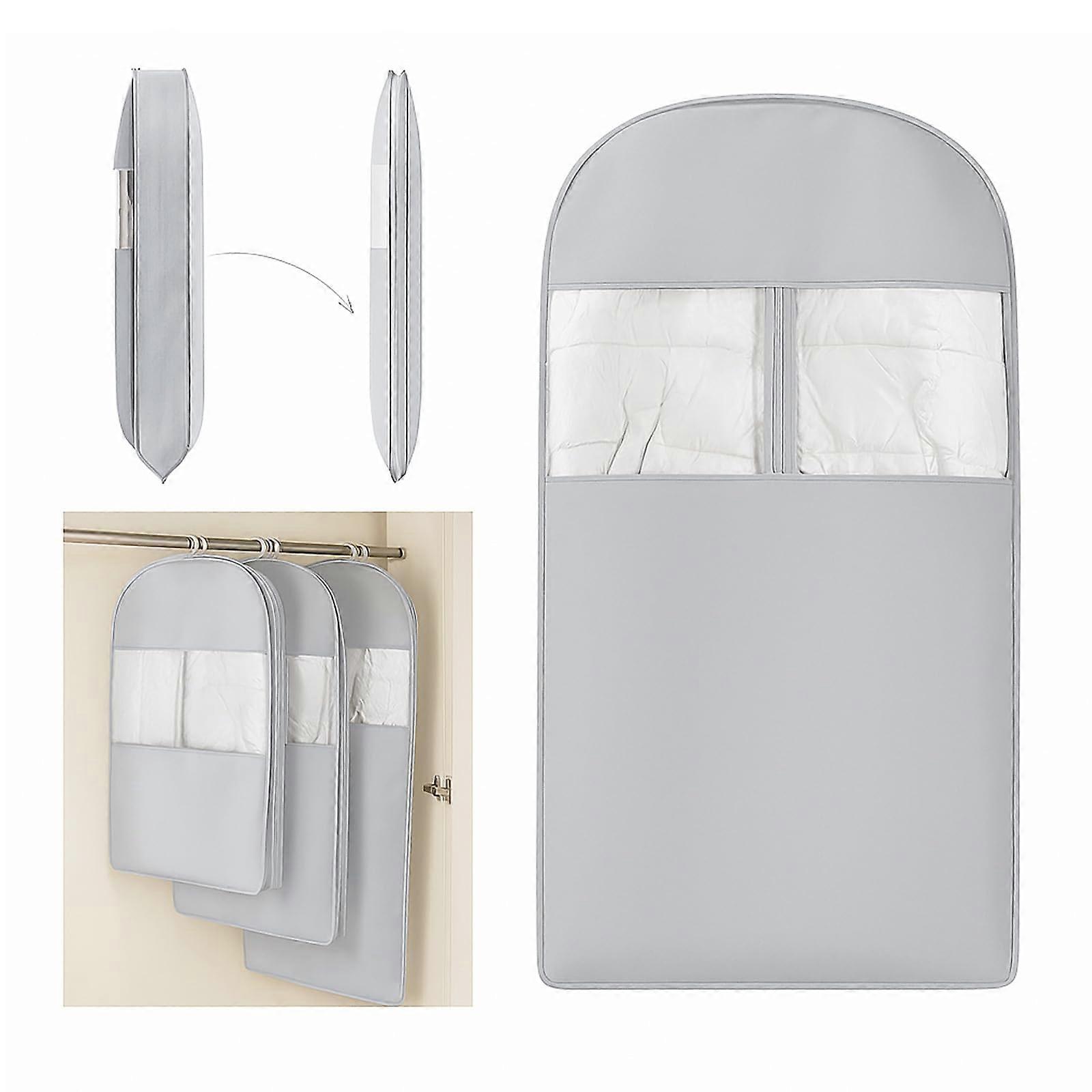 Garment Storage Bag with Zipper, SpaceSaving Waterproof Hanging Closet Organizer for Coats and Jackets, Gray