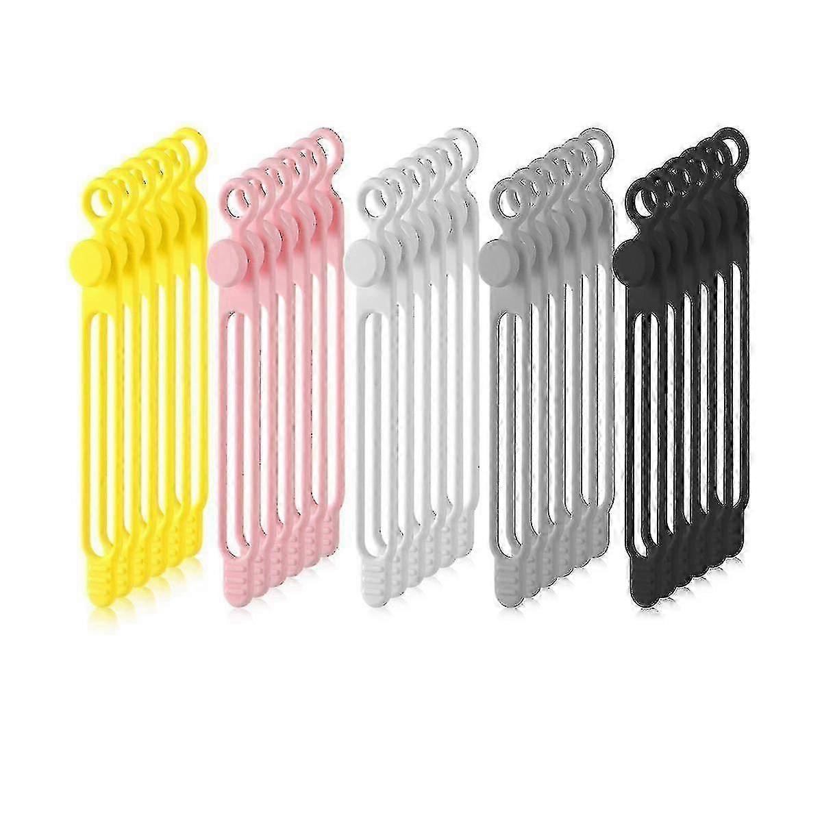 40pcs Cable Tie Silicone Reusable Holder Strap Adjustable Cable Straps Multipurpose Cable Organize