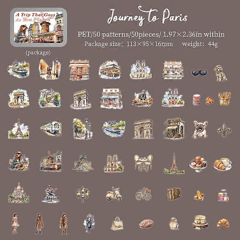 50pcs��Travel Scenery Themed Stickers Pack, Scrapbook Stickers��Perfect for Notebook Phone Case Diary Deco��Stationery  Supplies