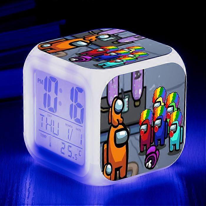Colorful Square Clock Among us Large Screen Digital Clock LED Creative Multifunctional Alarm Clock