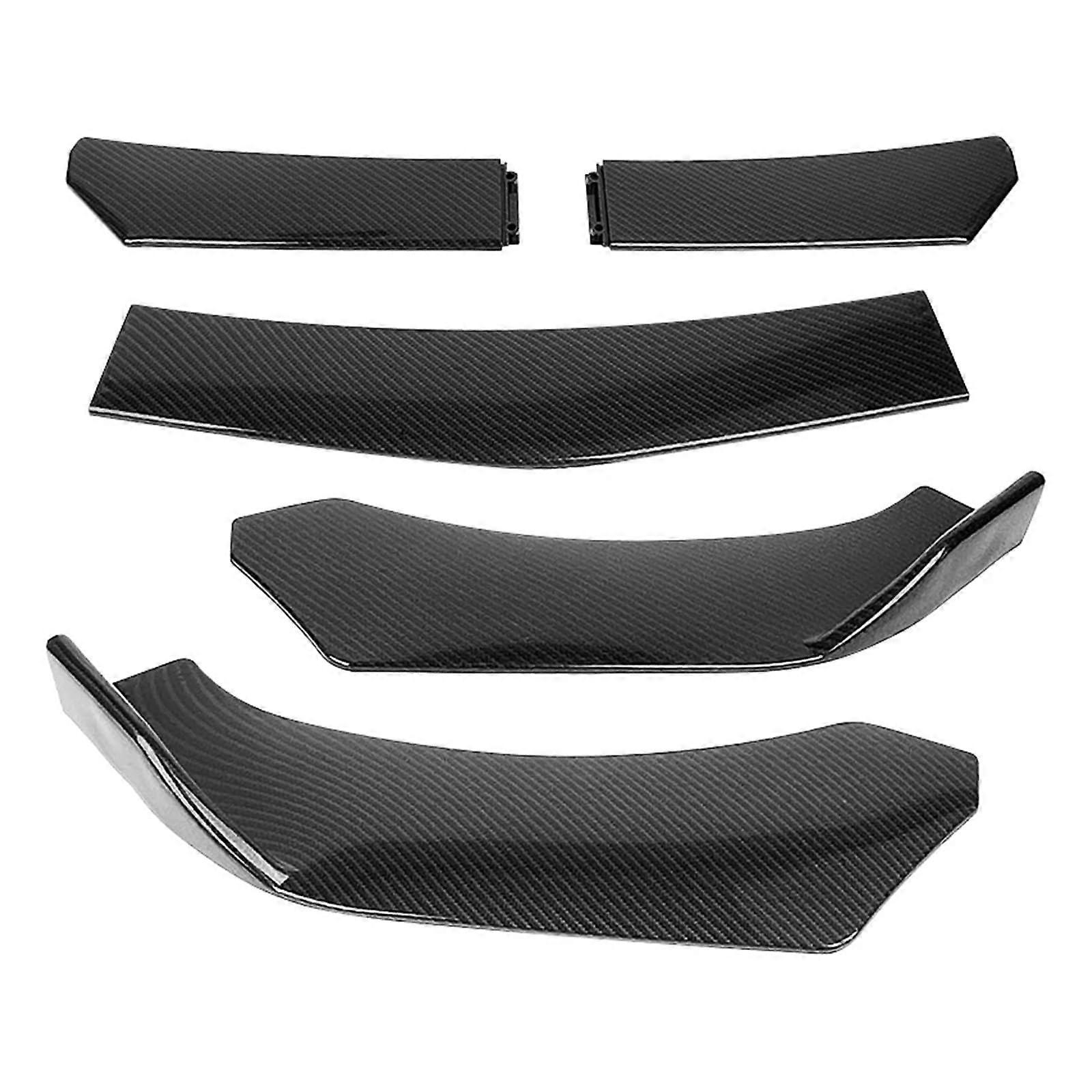 Front Bumper Lip Splitter 5PCS Carbon Fiber Adjustable ABS Kit Universal Car Spoiler Protector