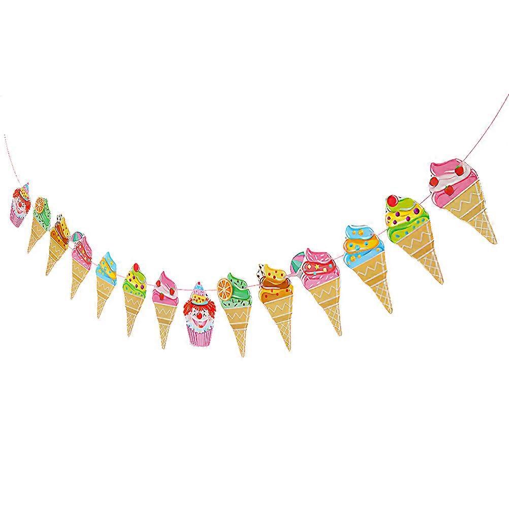 Ice Cream Shape Pull Flag Colorful Party Garland