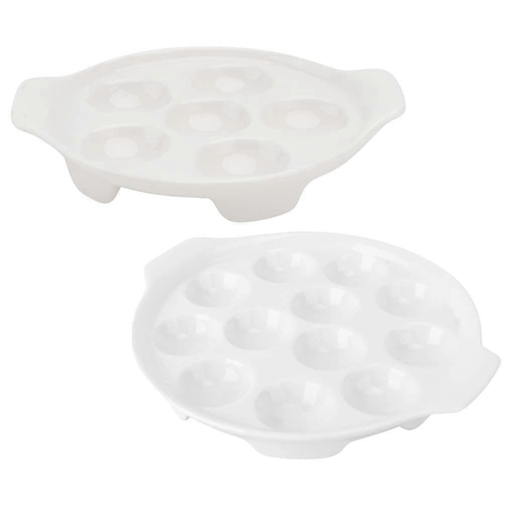 2pcs Escargot Baking Plates  Temperature Resistant Snail Serving Dish Easy Clean for Home Restaurant
