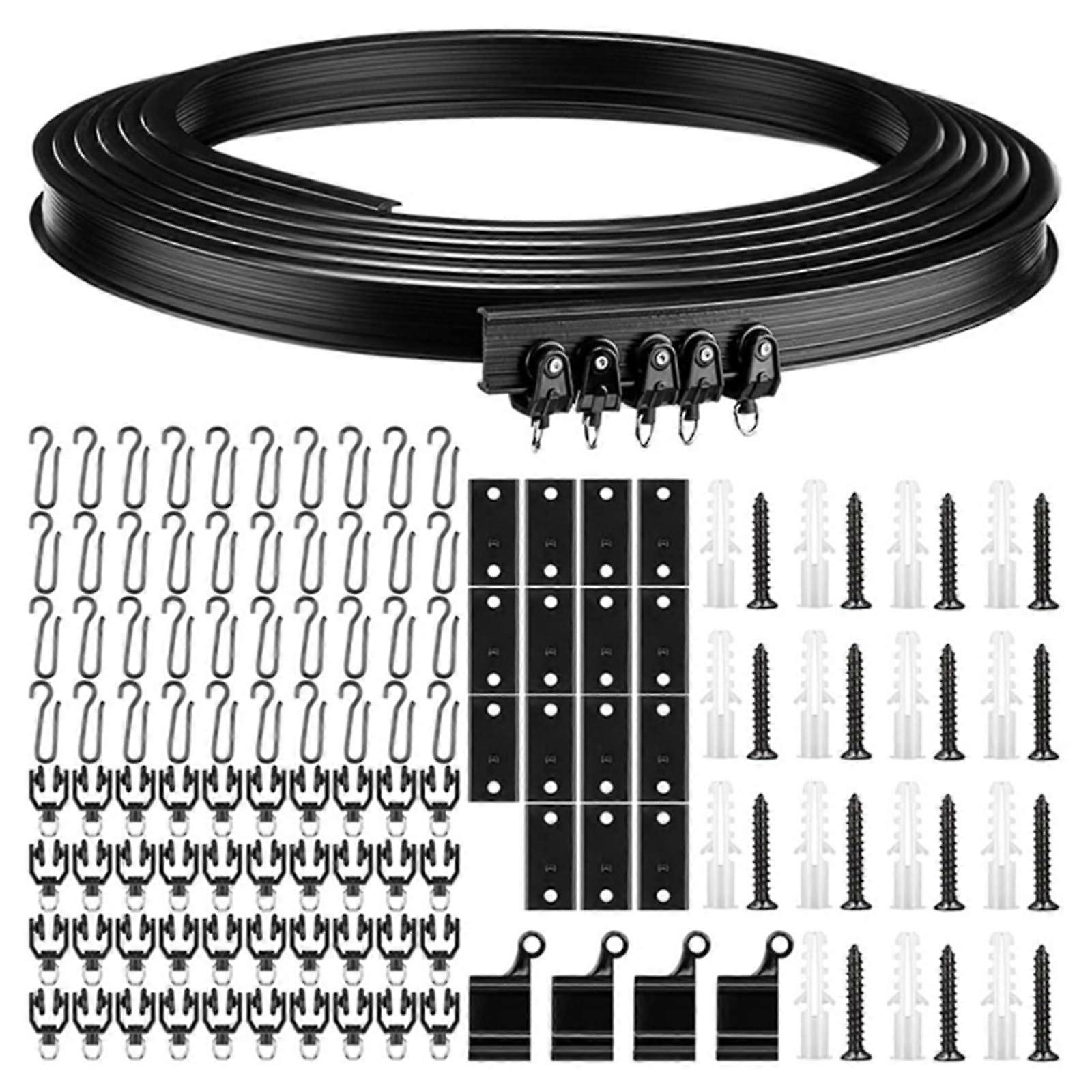 Flexible Bendable Ceiling Curtain Track Kit 5m Black Rail for Bay Windows Bedroom Dormitory