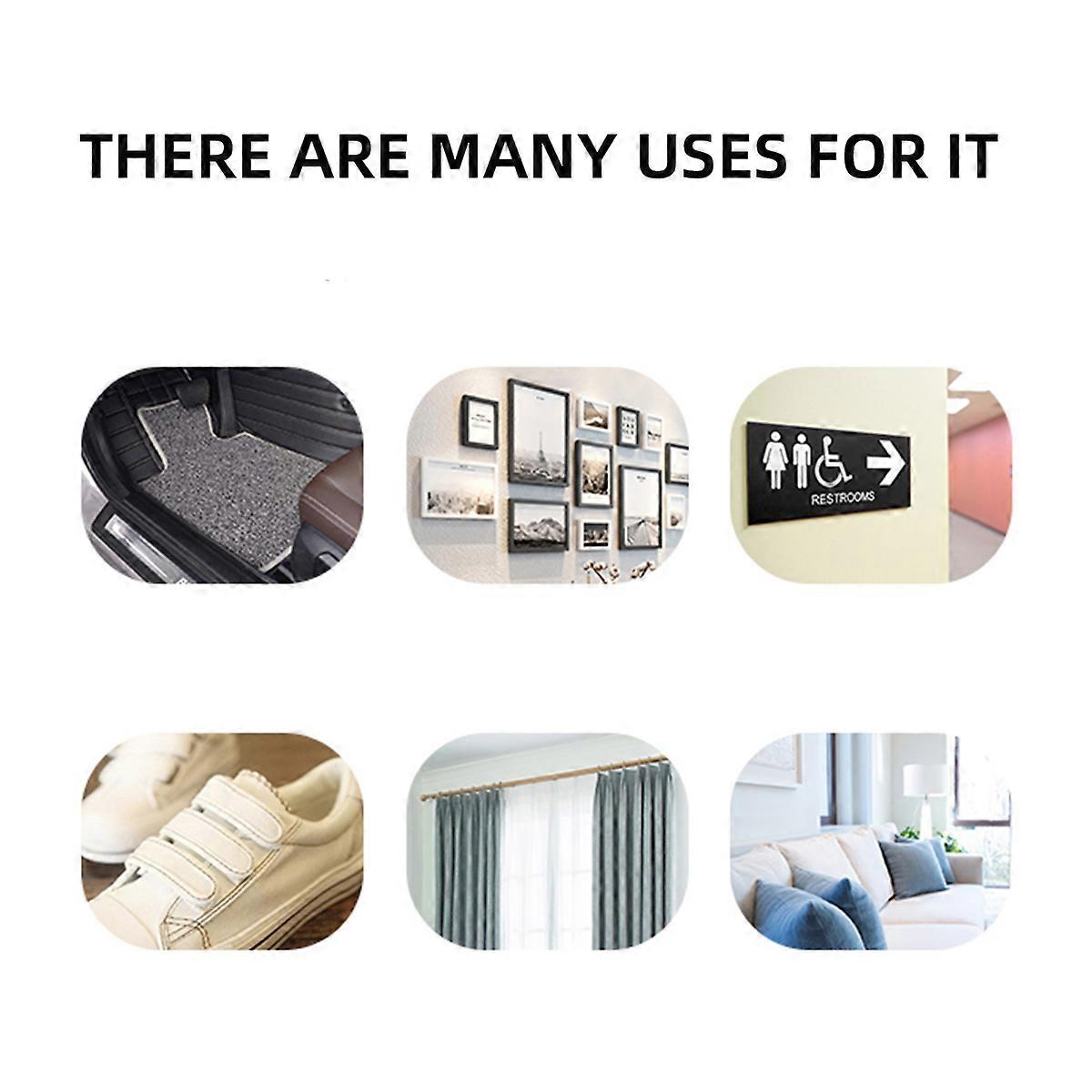 Adhesive Square Hook and Loop Tape Hook Loop Belt for Fixing 15Pairs Nylon Black