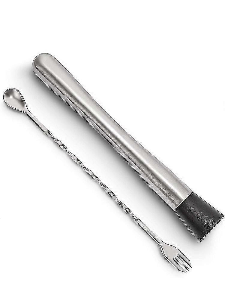 10 polegadas de aço inoxidável Cocktail Muddler e Mixing Spoon Professional Bar Cocktail Muddler Set para Mojitos JT201 SMTX