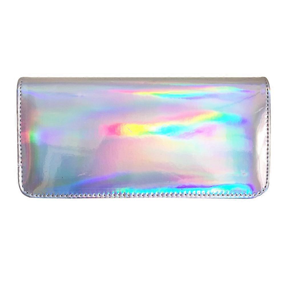 Large Capacity Wallet Rectangular Pattern Shiny Coin Purse for Storage Silver