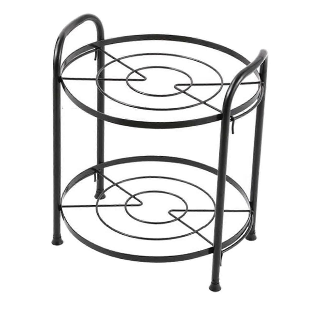 Two Tier Kitchen Storage Rack Adjustable Cookware Organizer Shelf with Durable Iron Frame Black