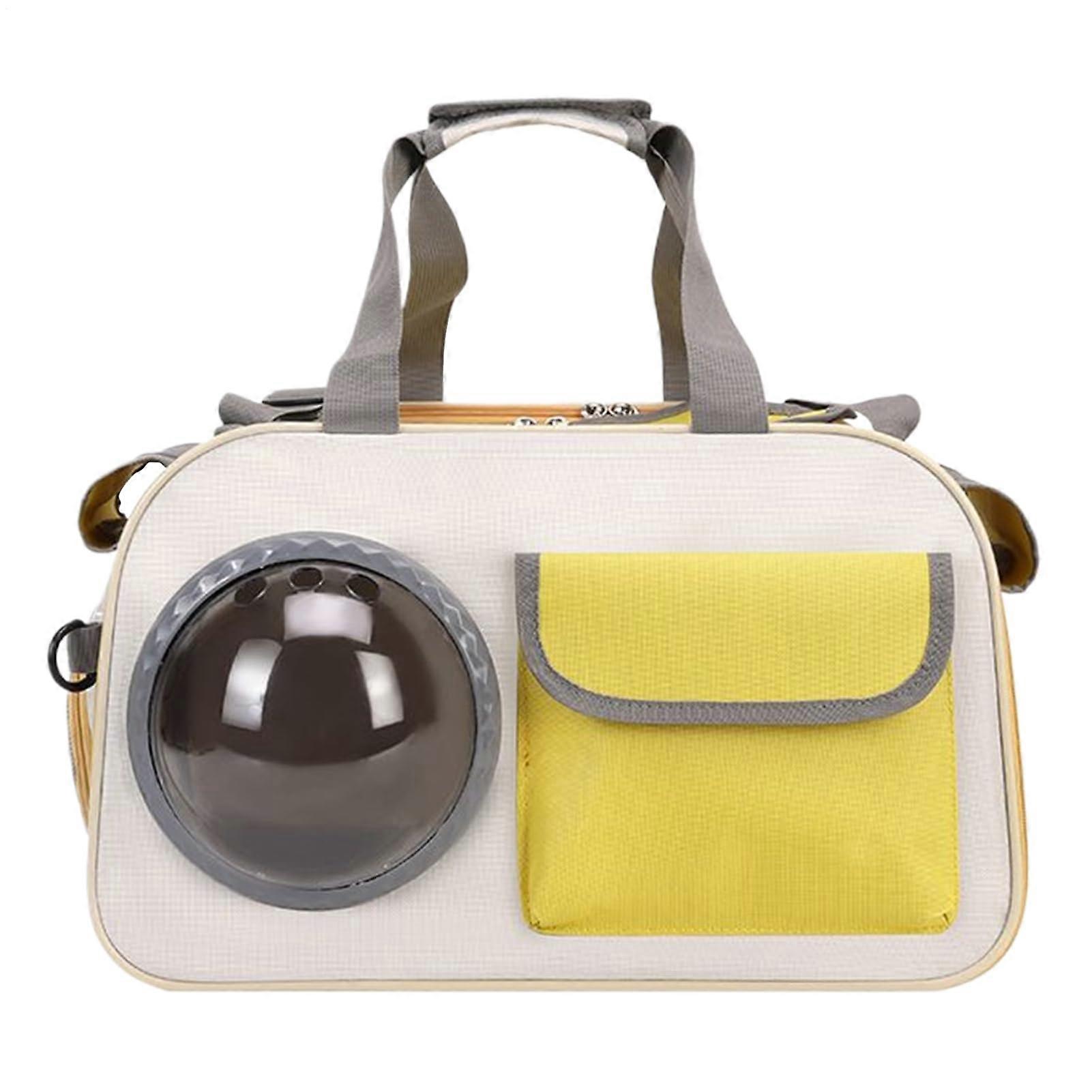 Cat Backpack Carrier with Bubble Window, Ventilated Pet Travel Backpack for Hiking Camping Yellow