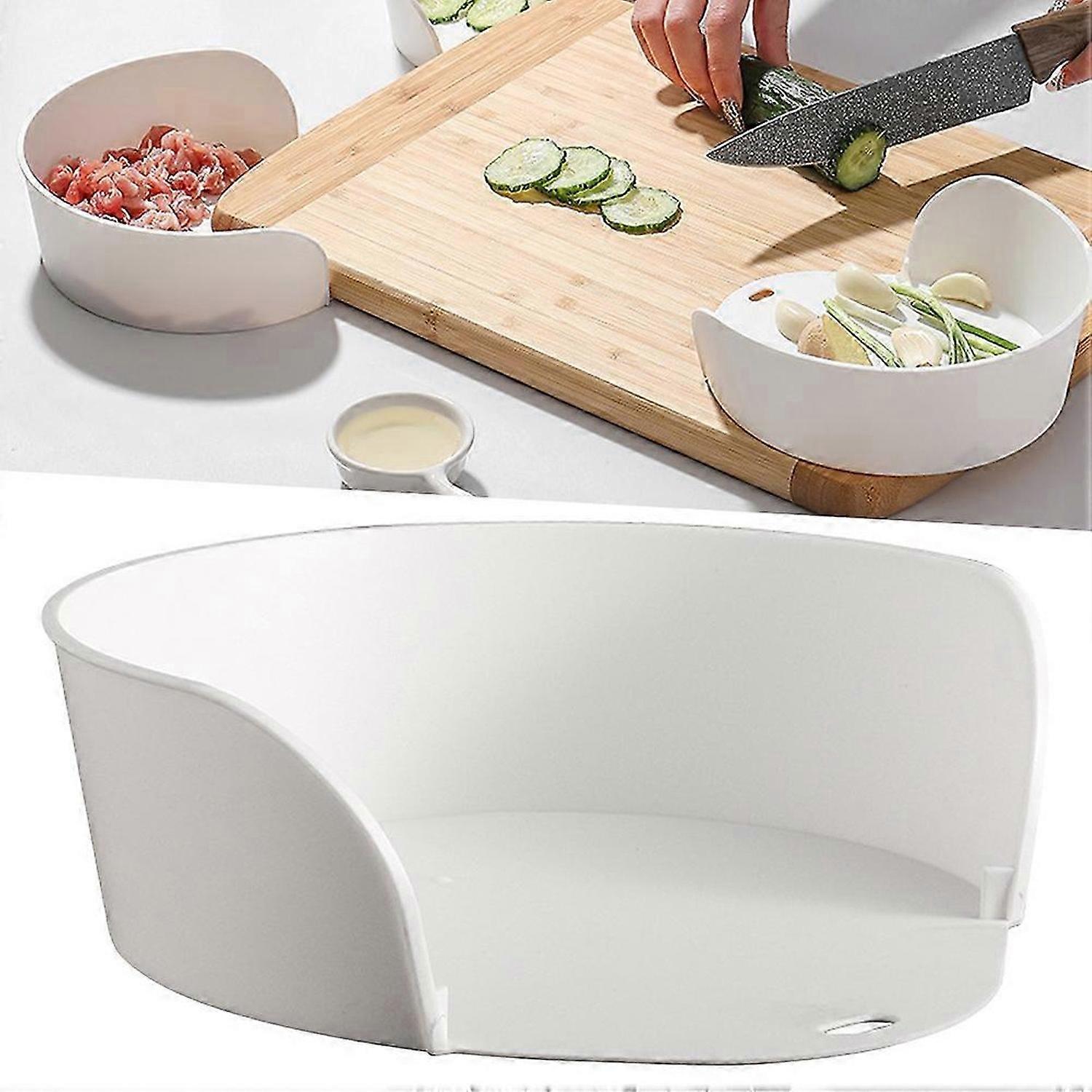 Plastic Stackable Food Prep Bowls Multi-Use Kitchen Dish Plates White Round Cutting Board for Chopping & Serving