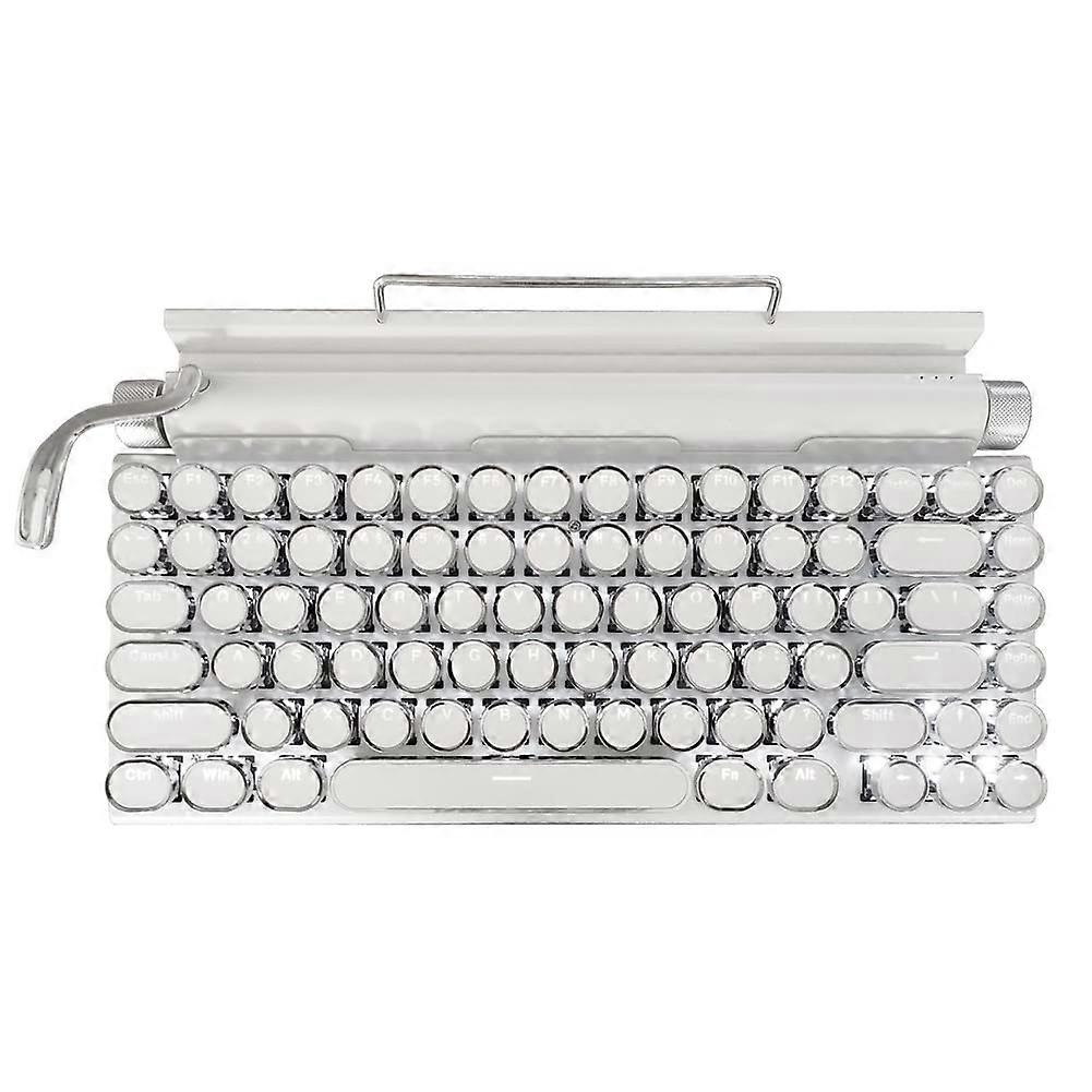Wireless Bluetooth Mechanical Keyboard Retro Typewriter Style 83 Keys with Phone Holder and Backlight