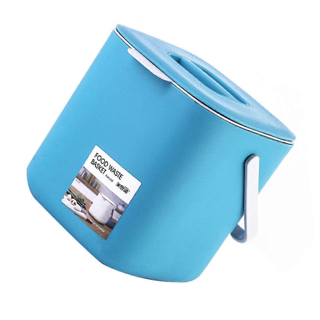 Plastic Trash Can with Lid, Wet Dry Separation, Small Covered Bin with Handle for Kitchen, Bathroom, Blue
