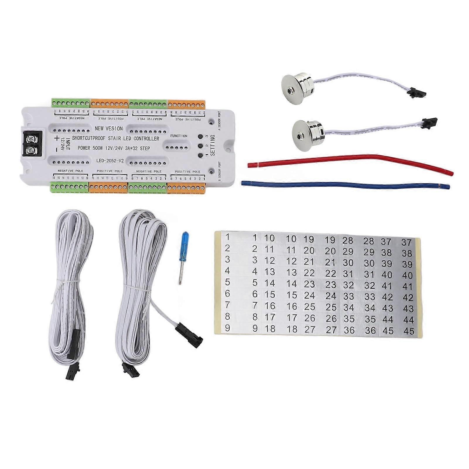 Motion Sensor Stair Light Controller with Smart Sequential LED Lighting for Indoor Stairway Safety