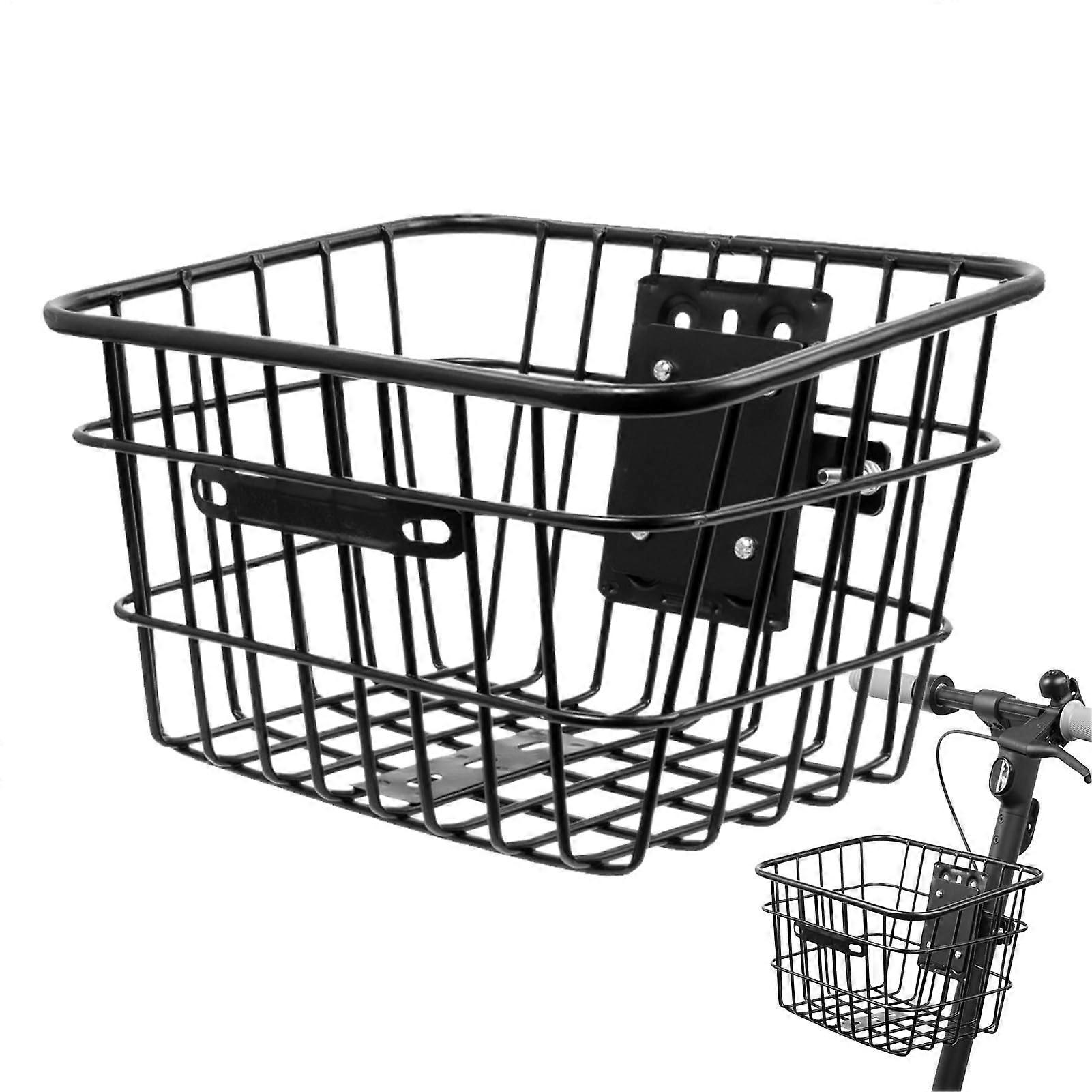 Electric Scooter Basket Iron Bike Front Basket Large Capacity Removable Handlebar Storage