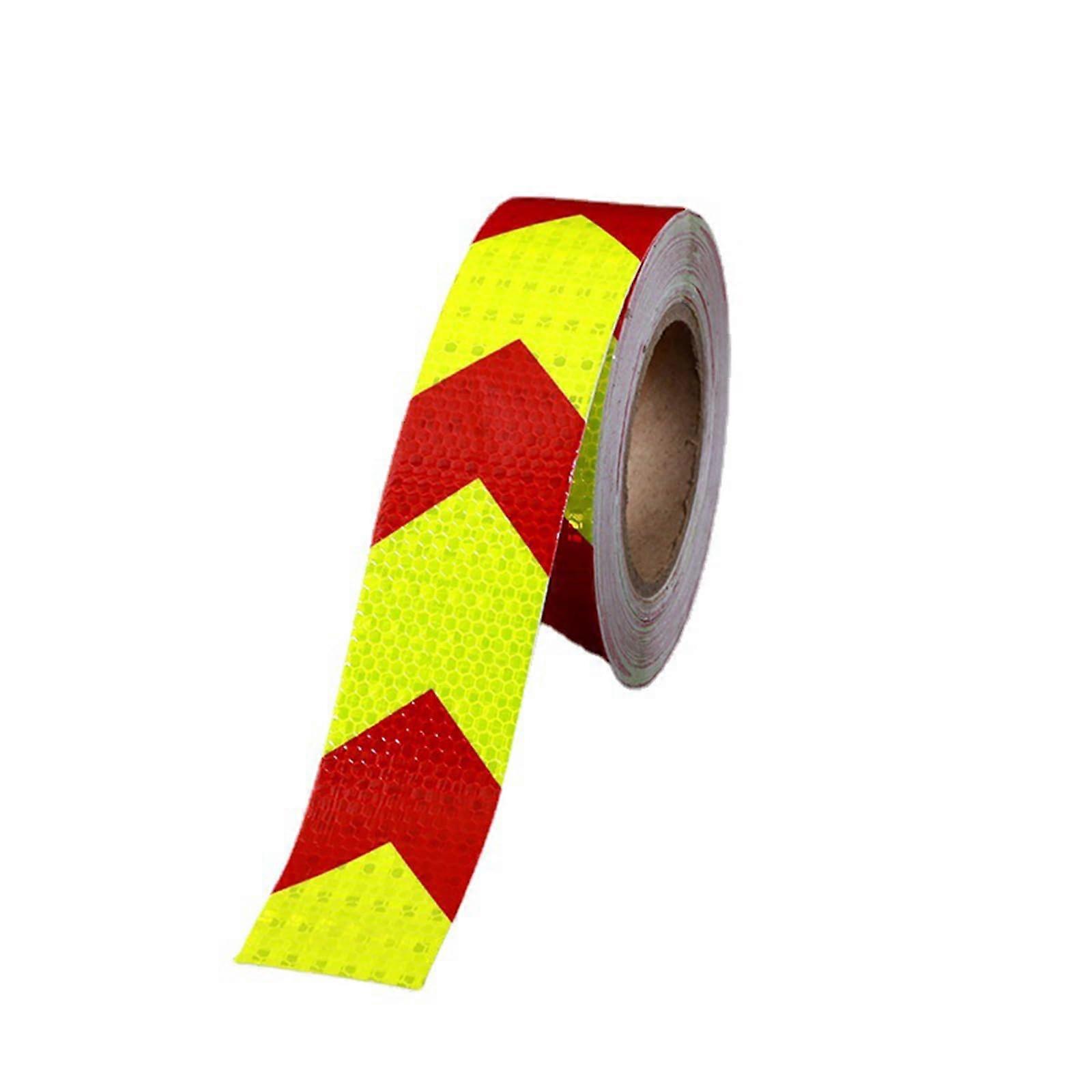 Reflective Safety Tape 10cm Width Fluorescent Yellow Red Arrow  Visibility Warning Strip