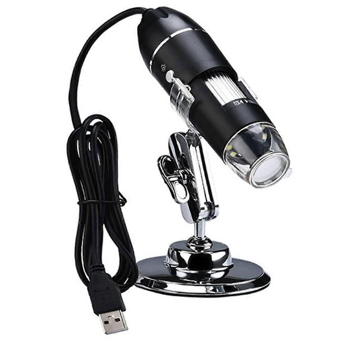 USB Digital Microscope Camera 1600X Magnification with Metal Stand and 8 LED Lights for PC Mac