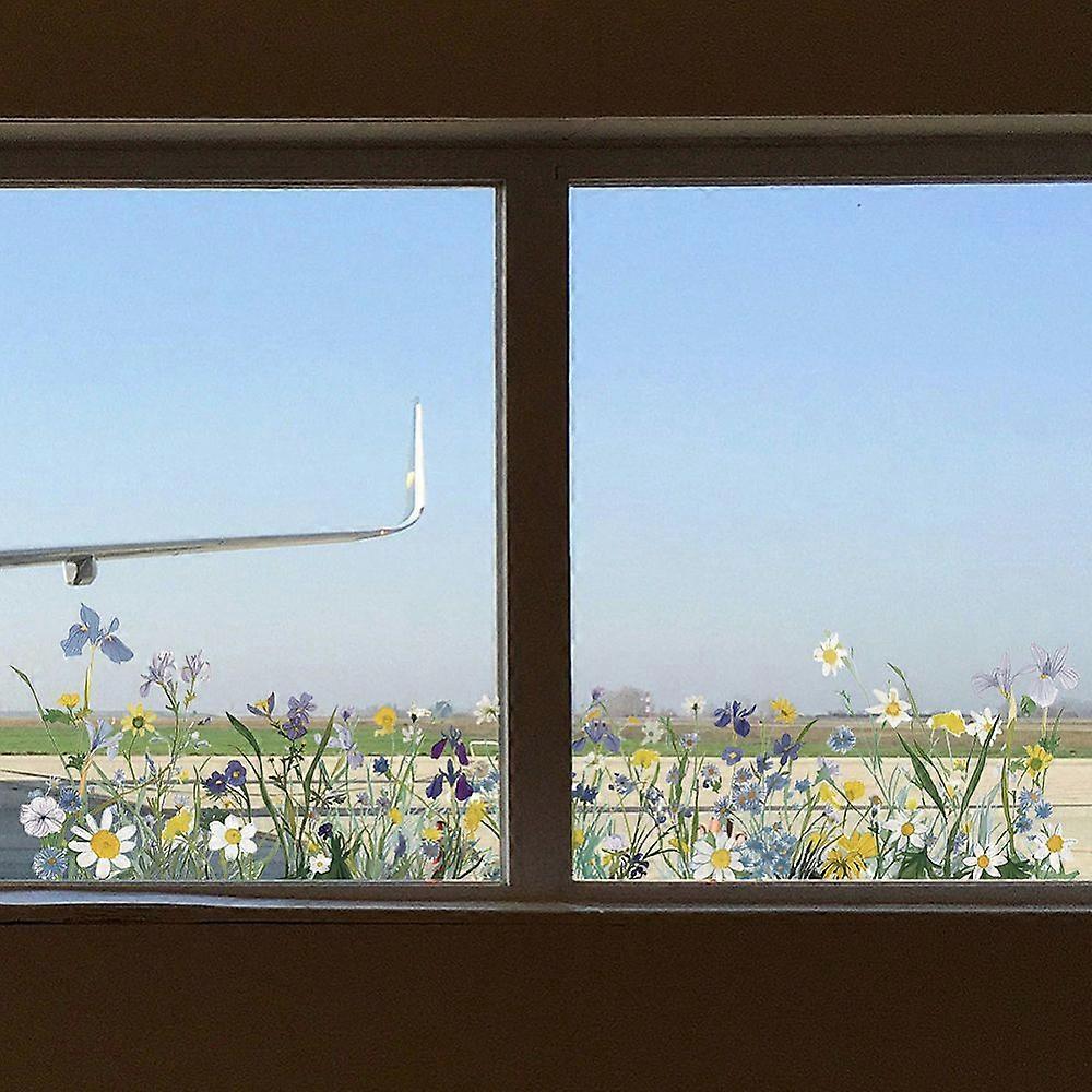 PVC Window Static Stickers Rectangle Shape for Window Decoration Flower 900x300mm