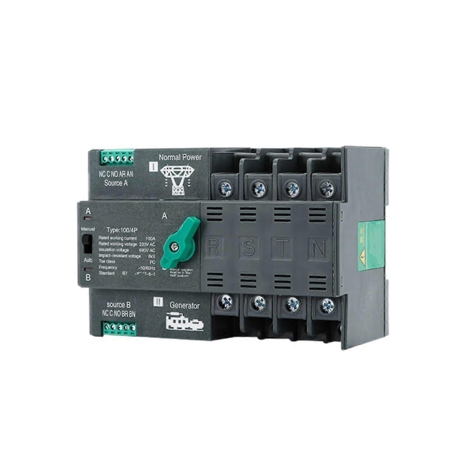 Dual Power Automatic Transfer Switch 63A 100A 50A 220V Din Rail ATS for Generators