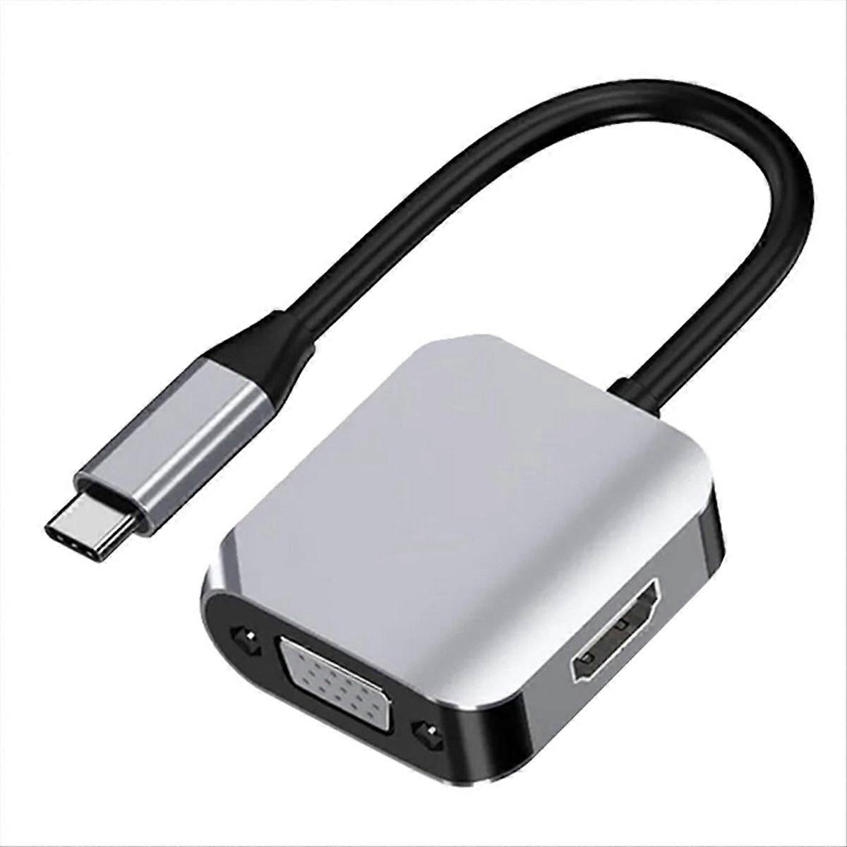 USB C Docking Station, 2-in-1 USB-C to HDMI-Compatible VGA Extensor