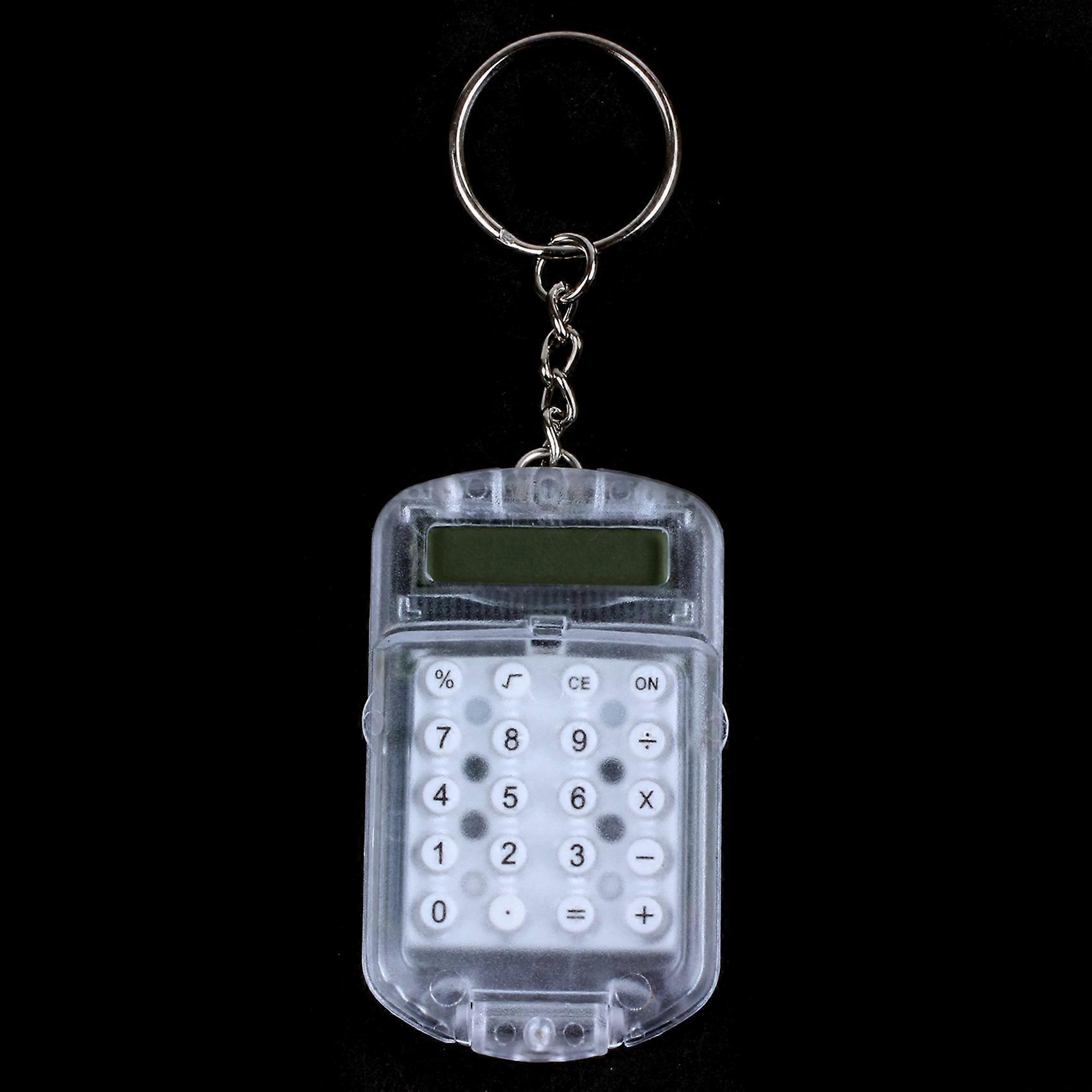 2X Clear Plastic Casing 8 Digits Electronic Mini Calculator W Keychain