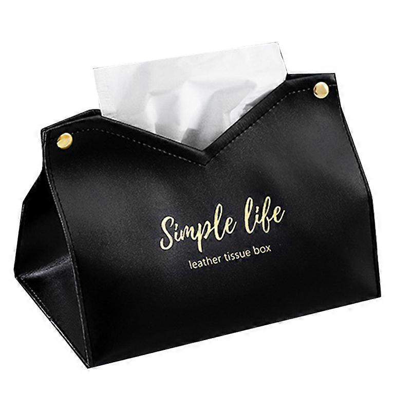 PU Leather Tissue Box Case Retro Tissue Container Black