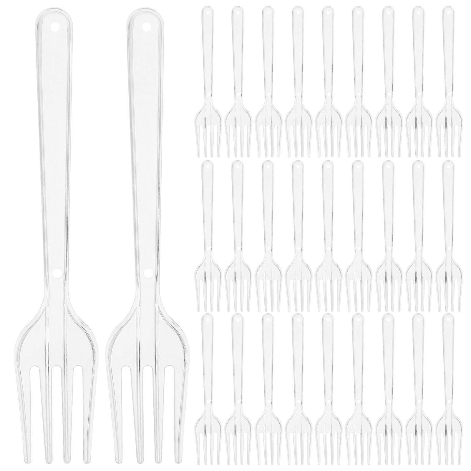 Transparent Party Forks for Convenient Use 100Pcs Plastic Dinner Forks