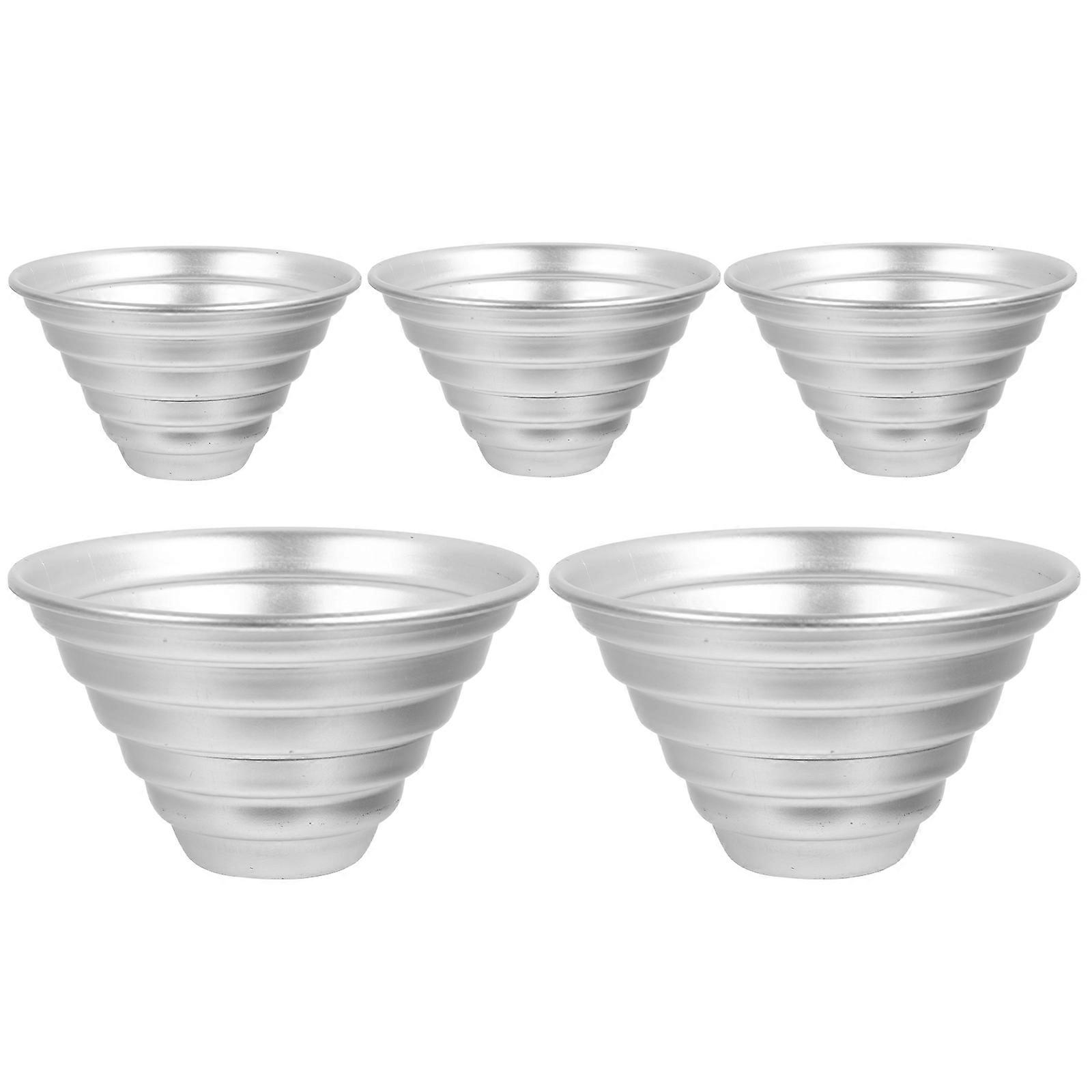 Metal Cake Mold for Baking Nonstick Multi-Function Pan 5Pcs Silver