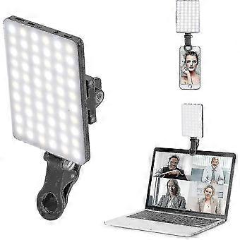 Telefonklipslampe med 60 oppladbare LED-lys og 3 lysmoduser