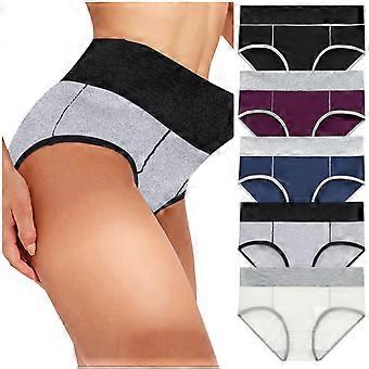 Lot de 5 culottes en coton taille haute pour femme, couvrantes, douces et extensibles, respirantes - Multicolore, taille XXL