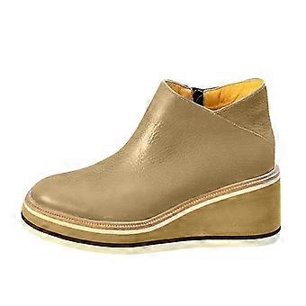 Damen-Sneaker zum Hineinschlüpfen, hoher Schaft, Keilabsatz, versteckter Absatz, Plateau, Stiefeletten, Größe 35, Beige