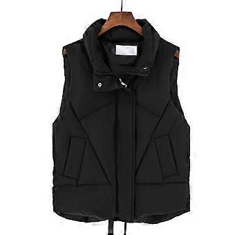 Dames katoenen gewatteerd vest met opstaande kraag, mouwloos model, zakken en ritssluiting voor de herfst/winter.