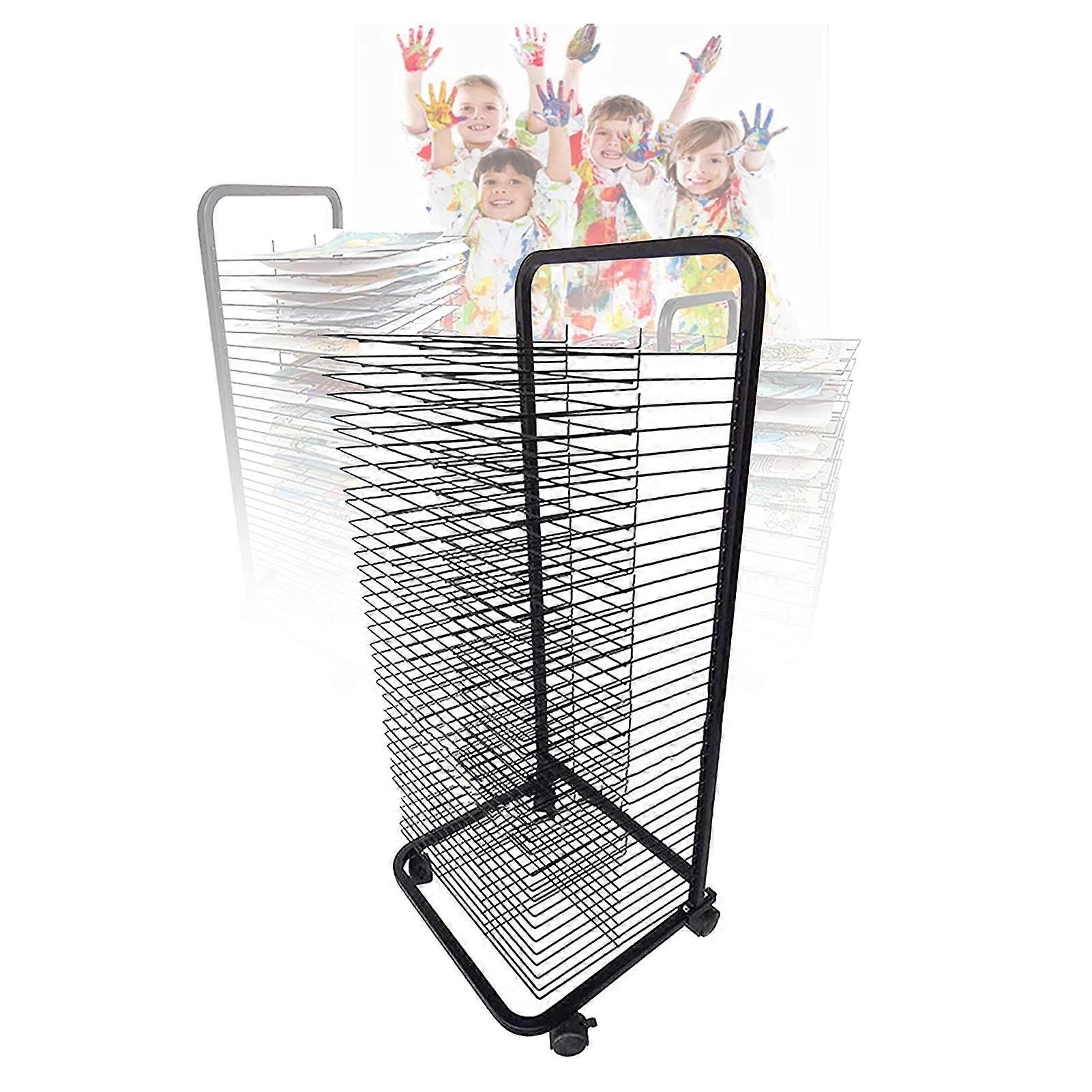 35 Tier Art Drying Rack with Smooth Rolling Mobility, Space Saving Design for Art Classroom Studio