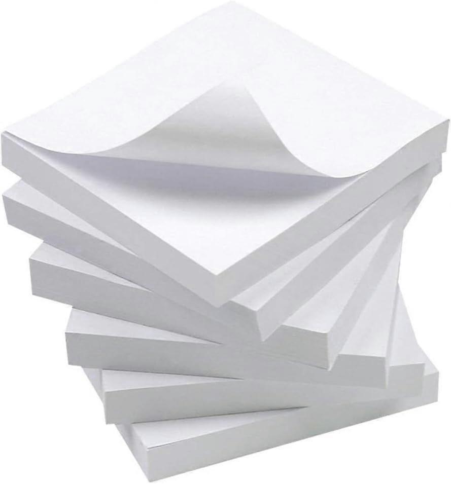 Notas adesivas brancas, 6 blocos, 3 x 3 polegadas, 100 folhas/bloco, blocos de notas SelfStick