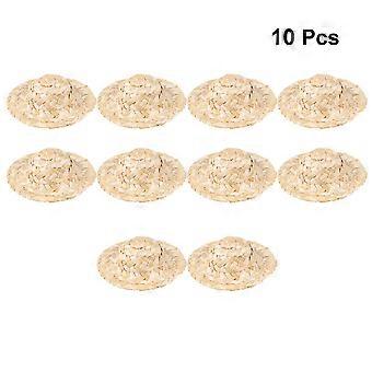 10 Stück 8 cm handgemachter Mini-Strohhut Kreative handgewebte Puppe zarte dekorative kleine Strohhüte für DIY Handwerk Schmuck Kleidungsstück Material