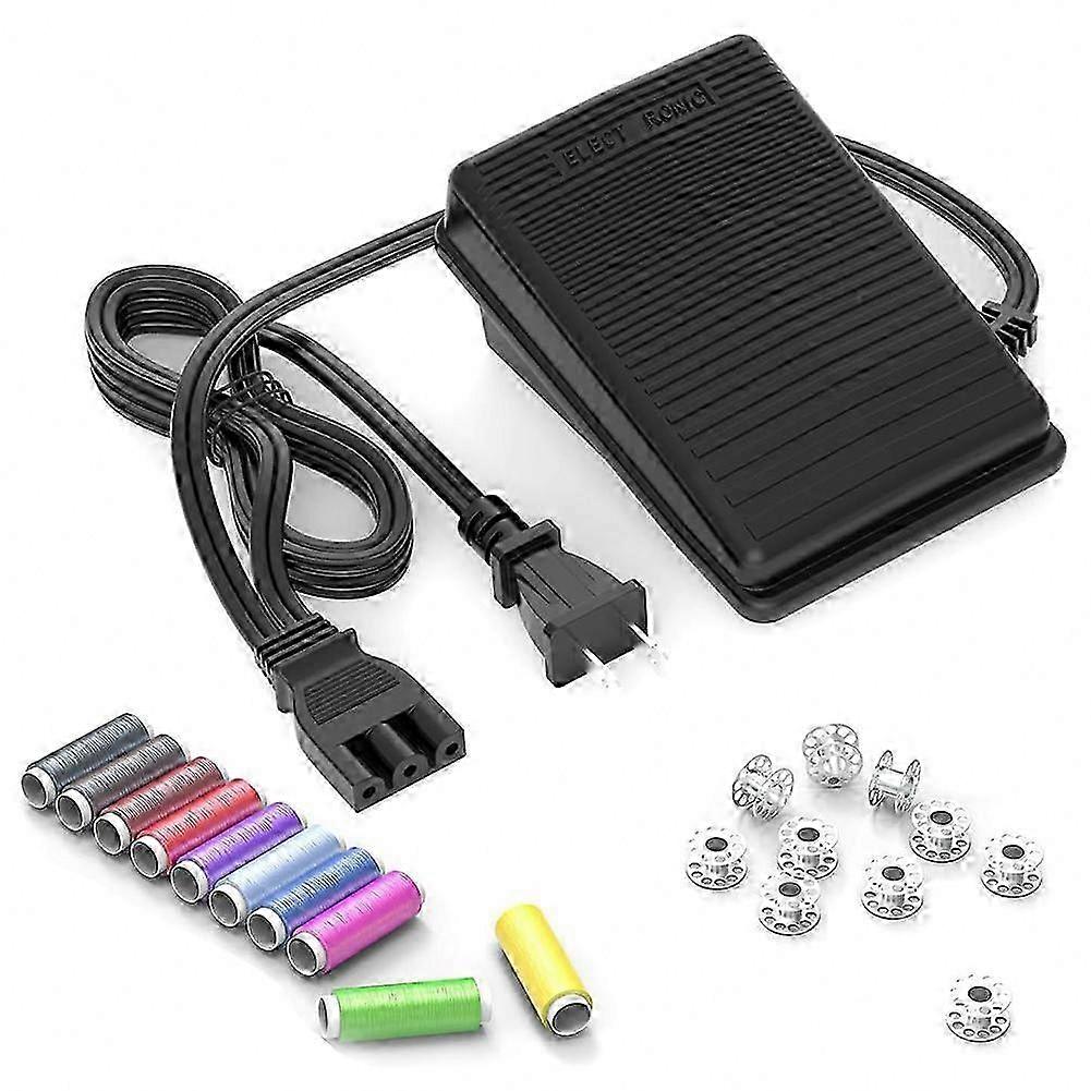 Universal Sewing Machine Foot Pedal with Power Cord, Compatible with Multiple Models, US Plug