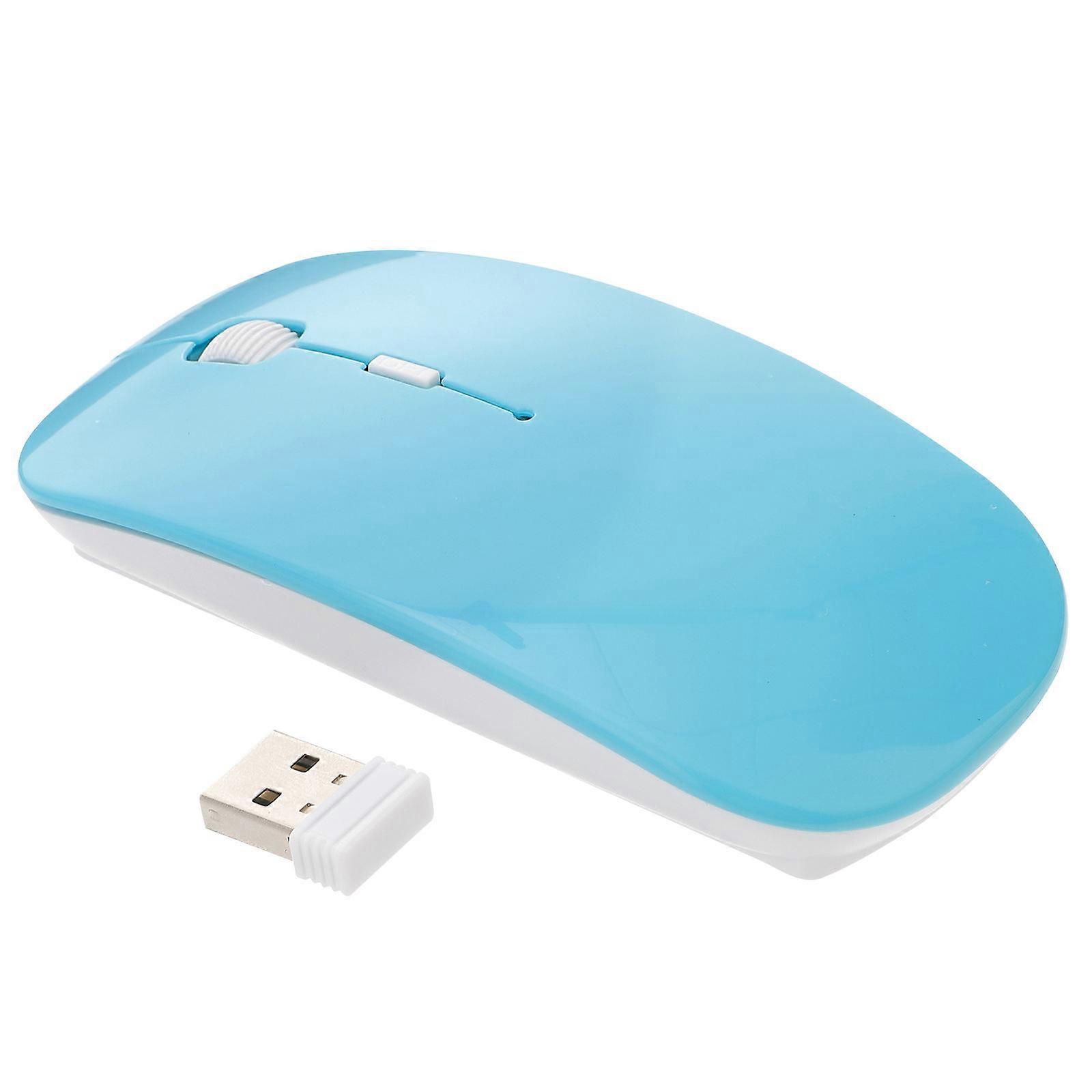 Wireless Mouse Flat Ergonomic Mouse for Gaming 2.4g 4 Buttons Blue