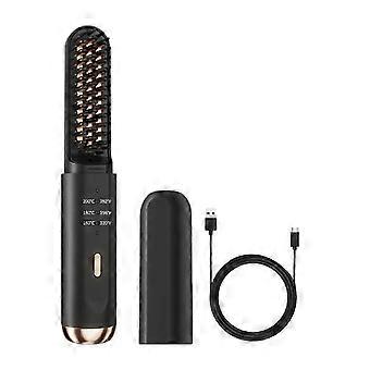 Brosse à barbe chauffante sans fil pour hommes, peigne chauffant électrique, mini brosse lissante anti-brûlure