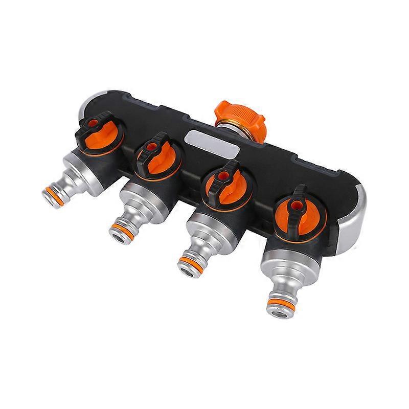 Four-way distributor, hose diverter, adjustable lockable flow