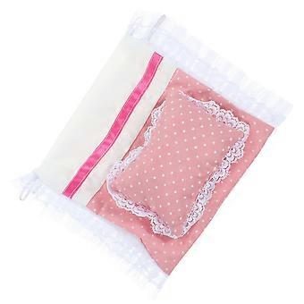 1 Conjunto de Doll House Doll Roupa de cama Boneca miniatura Cama Acessórios Mini Casa Pillow Bedsheet