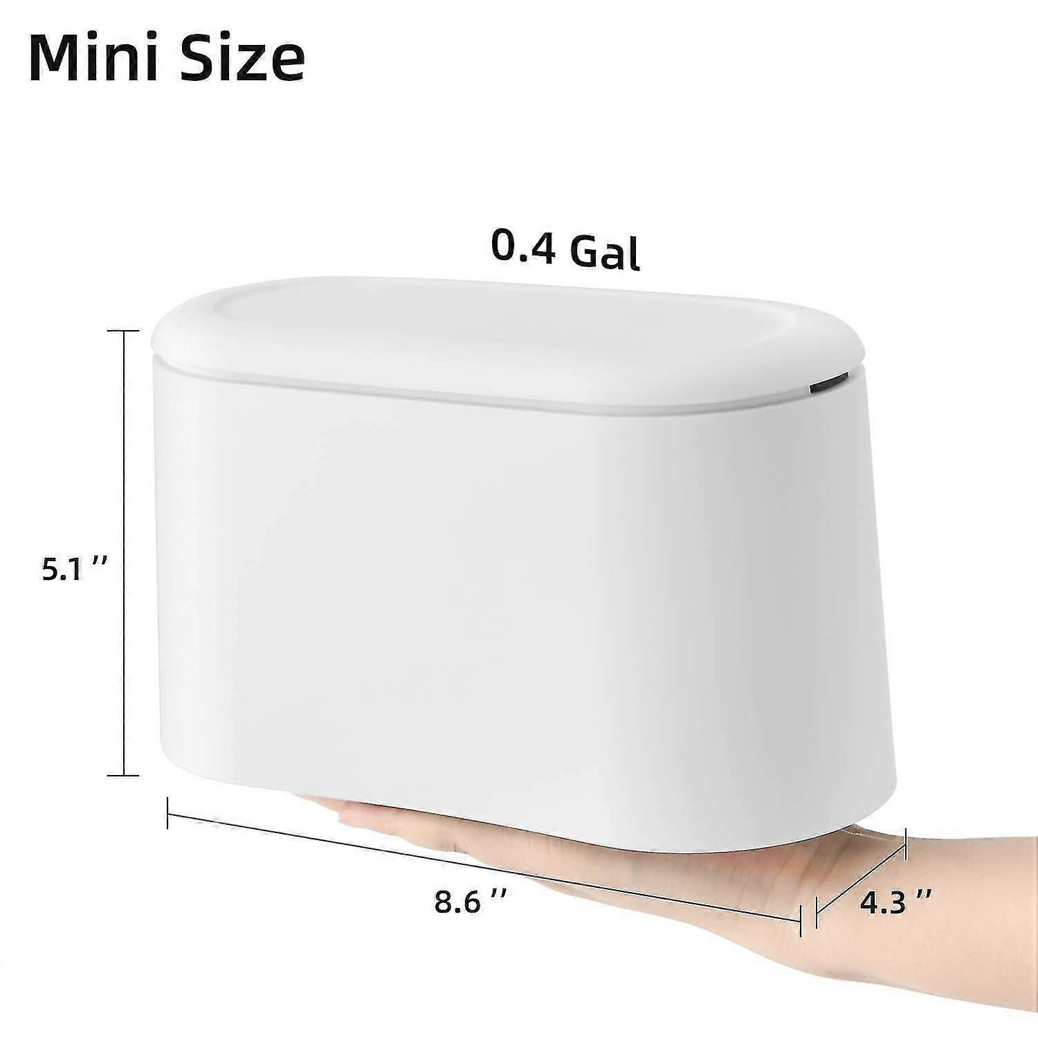 Lid Mini Trash Can Desktop White
