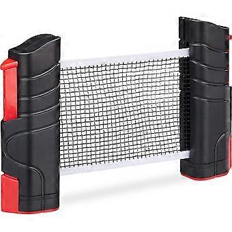 Mesa de ping pong, extensible, 180 cm de ancho, clips de hasta 5 cm de grosor, negro/rojo.