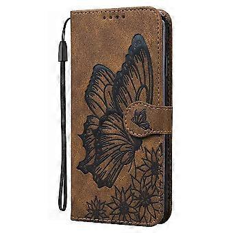 iPhone 15 Plus Wallet Case Big Butterfly - Vintage PU Leather Flip Cover with Card Slots & Kickstand