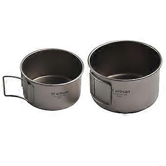 Stainless Steel Camping Bowl Set 450ml and 600ml, Lightweight Folding Handle Backpacking Bowl for Outdoor Hiking